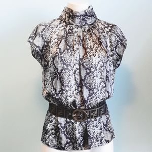 Zara 100% silk python print blouse